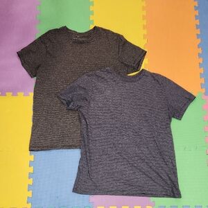 2 Marc Anthony Men's Striped Tees - Black and Gray,  Size Medium